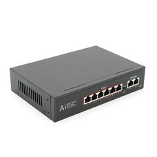 POE комутатор гігабітний Merlion 6 POE 10/100/1000 + 2 RJ45 10/100/1000 вбудований блок живлення 52V 2.3A Зображення