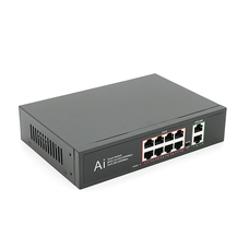 POE комутатор гігабітний Merlion 8 POE 10/100/1000 + 2 RJ45 10/100/1000 вбудований блок живлення 52V 2.3A Зображення