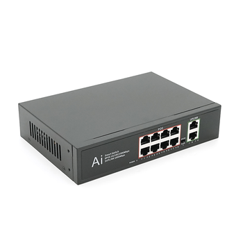 POE комутатор гігабітний Merlion 8 POE 10/100/1000 + 2 RJ45 10/100/1000 вбудований блок живлення 52V 2.3A Зображення