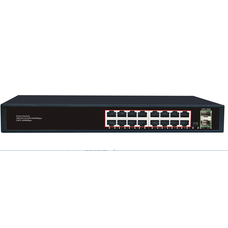 Комутатор Merlion MG1016S 16 портів RJ45 Ethernet + 2 SFP 10/100/1000 Мбіт/сек. метал AC220V. Изображение
