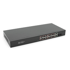 POE комутатор гігабітний Merlion 16 POE + 2 RJ45 + 2 SFP 10/100/1000 вбудований блок живлення 52V 4.8A Зображення