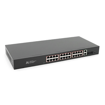 POE комутатор гігабітний Merlion 24 POE + 2 RJ45 + 2 SFP 10/100/1000 вбудований блок живлення 52V 6.15A Изображение