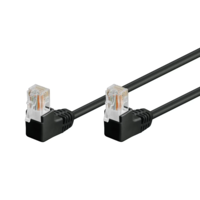 Патч-корд неекранований RJ45 UTP5e 0.25m patch D=4.9mm AWG26 2x90° Gold, Cu чорний Изображение