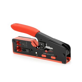 Інструмент HT-718 для обтискання, RJ-45 (8P8C) та RJ-12 (6P6C), 6P/8P + обрізка наскрізних конекторів зачищення зовнішньої ізоляції кабелю Зображення
