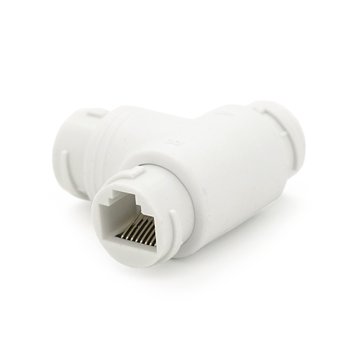 Розгалужувач RJ45 8P8C IP68 мама/2 Х мама RJ45 для розгалуження кабелю, білий, водонепроникний, Q100 Изображение
