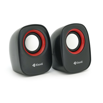 Колонки 2.0 Kisonli V360 для ПК і ноутбука, USB + 3.5mm, 2x1.5W, 20Hz- 20KHz, Red, BOX, Q50 Зображення