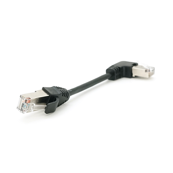 Патч-корд литий UTP, RJ45(прямий/кутовий), неекранований, UTP5e 0.13m,patch D=4.9mm AWG26 1x90°  CU,чорний, Q200 Изображение