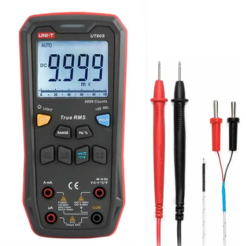 Мультиметр UNI-T UT60S. Вимірювання: V, A, Ω, F, Hz, °C. Функції: True RMS, NCV, підсвічування, продзвонювання, тест діодів. Изображение