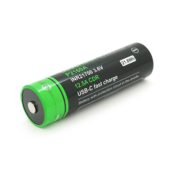 Акумулятор 21700 Li-Ion Vapcell P2160A, 6000mAh, 12.5A, 3.6V (2.5-4.2V), USB type-c, 2 шт. в упаковці, ціна за 1 шт Зображення