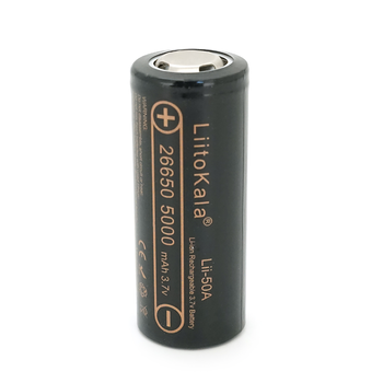 Акумулятор 26650 Li-Ion LiitoKala Lii-50A-JT, 5000mAh (5100-5200mAh), 15A, 3.7V (2.75-4.2V), Black, 2 шт в упаковці, ціна за 1 шт Зображення