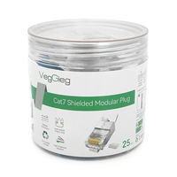 Конектор VEGGIEG V-E010 RJ-45 8P8C, Екранований двокомпонентний роз'єм, CAT7 10Gigabit Q25 Зображення
