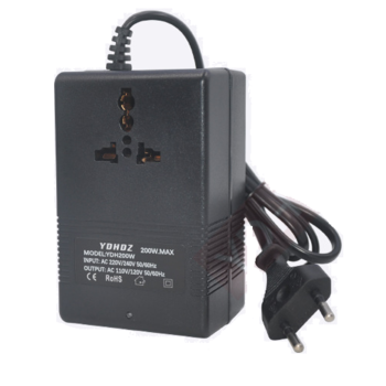 Перетворювач напруги трансформаторний 200W Input 220 V / Output 110V, + універсальна розетка Изображение