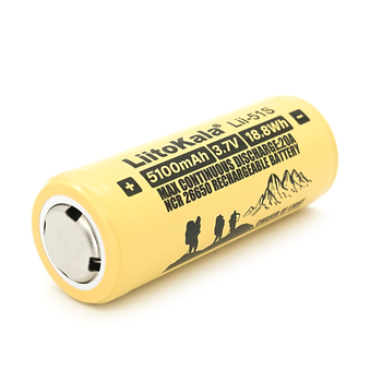 Акумулятор 26650 Li-Ion LiitoKala Lii-51S-PSB, 5100mAh (5100-5500mAh), 20A, 18.8Wh, 3.7V (2.5-4.2V), кремовий, 65.5mm x 26.8mm, ціна за 1 шт Изображение