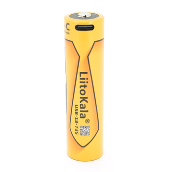 Акумулятор 18650 Li-Ion LiitoKala USB-18-T35, 3500mAh (3400-3500mAh), 3.7V (2.7-4.2V), Type-C, 18.6*72mm, Yellow Зображення
