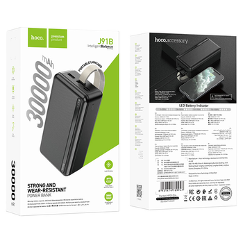 Power Bank HOCO J91B 30000mAh, USB+Type-C, 2A, Black, 0.660kg, Box Изображение