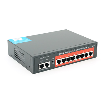 8-портовий гігабітний керований PoE комутатор YOSO YO208-120 з 8 портами POE 1000Мбіт + 2 UP-Link 1000Мбіт 52V/120W. APP-Amitres Изображение