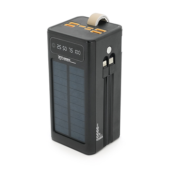 Powerbank 7GO GPW-01 50000mAh, Solar, Fast charge PD22.5W, Li-pol, LCD Display, Вхід:Type-C, Виходи: 2xUSB Type-C, 4xUSB Type-A, кабелю Type-C/Lightning, 1,080, Black, Box Изображение