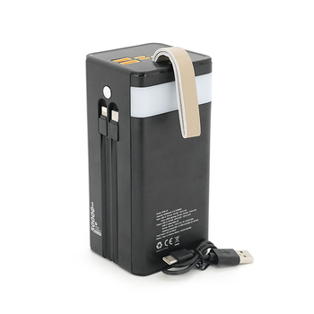 Powerbank 7GO GPW-01 50000mAh, Solar, Fast charge PD22.5W, Li-pol, LCD Display, Вхід:Type-C, Виходи: 2xUSB Type-C, 4xUSB Type-A, кабелю Type-C/Lightning, 1,080, Black, Box Изображение
