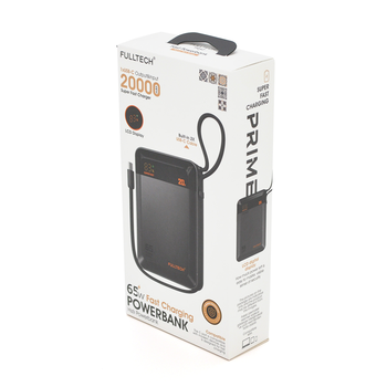 PowerBank FULLTECH PRIME FP42 20000mAh, PD65W+22.5W, Input: (Type-C), Output: (USB, 2*Type-C), індикація заряду, 0,440kg, Black, Box Изображение