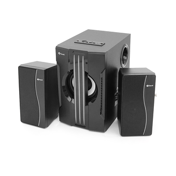 Колонки 2.1 Kisonli TM-9100A, для ПК та ноутбука, живлення 220V + jack 3.5mm, 5W+2x3W, 20Hz-20KHz, з сабвуфером, bluetooth, Black, BOX, Зображення