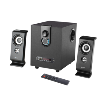 Колонки 2.1 Kisonli TM-9200A, для ПК та ноутбука, живлення 220V + jack 3.5mm, 5W+2x3W, 20Hz-20KHz, з сабвуфером, bluetooth, Black, BOX, Зображення
