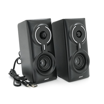 Колонки 2.0 JEDEL S-570 USB+3.5mm+Bluetooth, 2x3W, 30Hz-16KHz, з LED підсвічуванням, 180х95х90 мм, Black, BOX Зображення