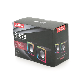 Колонки 2.0 JEDEL S-575 USB+3.5mm, 2x3W, 30Hz-16KHz, з LED підсвічуванням, 72х73х65 мм, Black, BOX Зображення