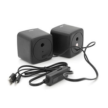 Колонки 2.0 JEDEL S-575 USB+3.5mm, 2x3W, 30Hz-16KHz, з LED підсвічуванням, 72х73х65 мм, Black, BOX Зображення