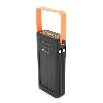 Powerbank 7GO GPW-02 20000mAh, Solar, Li-pol, Вход:Type-C, Выходы: 2xUSB Type-C, 4xUSB Type-A, кабеля T-C/Ligh, 0.46, Black, Box Изображение