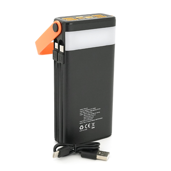 Powerbank 7GO GPW-02 20000mAh, Solar, Li-pol, Вход:Type-C, Выходы: 2xUSB Type-C, 4xUSB Type-A, кабеля T-C/Ligh, 0.46, Black, Box Изображение