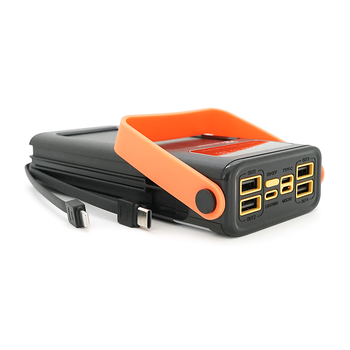 Powerbank 7GO GPW-02 20000mAh, Solar, Li-pol, Вход:Type-C, Выходы: 2xUSB Type-C, 4xUSB Type-A, кабеля T-C/Ligh, 0.46, Black, Box Изображение