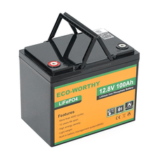 Аккумуляторная батарея Eco-Worthy LiFePO4 12,8V 100Ah,(50/100A), bluetooth. -7°C до 60°C, винт M8, 260х168х209 мм. 12 кг Изображение