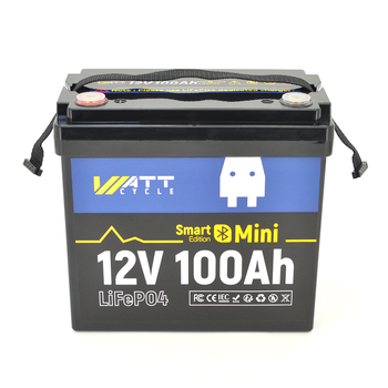 Аккумуляторная батарея WattCycle LiFePO4 WT12V100AH100MINIBT Bluetooth 12,8V 100Ah, 1,28kWh, BMS50A@4S, 6000 cycles, 229x138x208, 9.5kg Изображение
