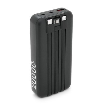 Powerbank ACL PW-117 20000mAh, PD22.5W, 1xUSB+2xUSB-C, 3 кабелі (USBType-C/Lighting), 0.47кг, Black/White, Box Зображення