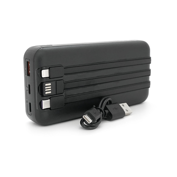 Powerbank ACL PW-117 20000mAh, PD22.5W, 1xUSB+2xUSB-C, 3 кабелі (USBType-C/Lighting), 0.47кг, Black/White, Box Зображення