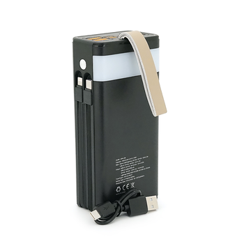 Powerbank 7GO GPW-09 30000mAh, Solar, 22.5W, Li-pol, LCD Display, Вхід:Type-C, Виходи: 2xUSB Type-C, 4xUSB Type-A, кабелю T-C/Ligh, 0,70, Black, Box Зображення