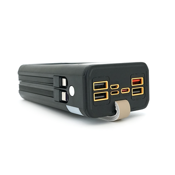 Powerbank 7GO GPW-09 30000mAh, Solar, 22.5W, Li-pol, LCD Display, Вхід:Type-C, Виходи: 2xUSB Type-C, 4xUSB Type-A, кабелю T-C/Ligh, 0,70, Black, Box Зображення