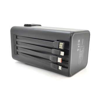 Powerbank ACL PW-152 80000mAh, 22.5W, 2xUSB, 4 кабелі (USB/Micro/Type-C/Lighting), Ліхтар, 1.4кг, Black, Box Зображення