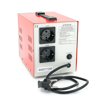 Стабілізатор напруги Conter MSER 2000 VA-V2/1600W однофазний, сервопривід, монтажу підлоги, LED дисплей, діапазон130-260V, AC230±3%, 2*Shuko, 5.2kg, Q2 Зображення