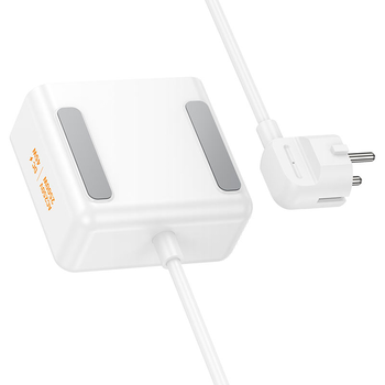 Мережевий фільтр HOCO AC28A на 2 розетки + 1 USB + 3 USB-C, 45W, 220В, кабель 2м, White, Box Зображення