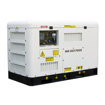 Генератор дизельний NIC DG17000, 3-фазний 230/380V, 50Hz, 12kW, бак 25 л, витрата 3.1 л/год, пуск: стартер/AVR, 1280х710х872 мм, 295кг Изображение