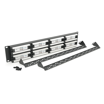 Патч-панель 48 порту UTP DUAL кат 6Е 19" 2U не екранована чорна Q20 Зображення