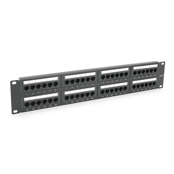 Патч-панель 48 порту UTP DUAL кат 6Е 19" 2U не екранована чорна Q20 Зображення