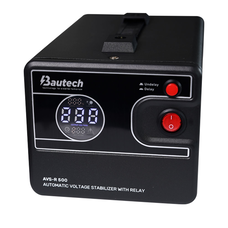 Стабілізатор напруги релейний Bautech AVS-R500VA/300W однофазний, підлогового монтажу, LED дисплей, діапазон 150-270V, AC230±8%, 140x118x220мм Зображення