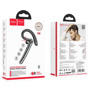 Bluetooth гарнітура HOCO S19, Black, Box Зображення