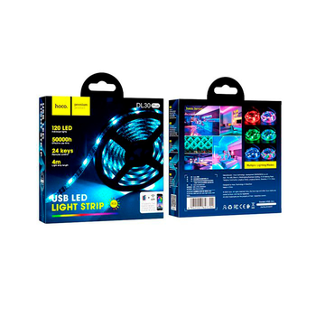 Комплект світлодіодної стрічки HOCO DL30 5050 RGB 4 метри USB+пульт, Blister Зображення